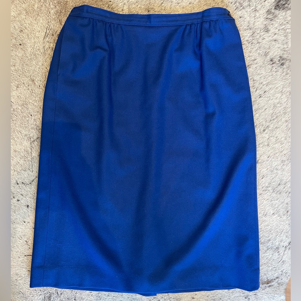 Vintage Pendleton 100% wool midi pencil skirt royal blue